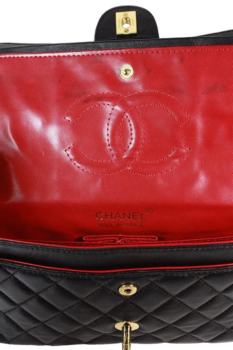 Chanel Black Lambskin Classic Quilted Double Strap Bag .